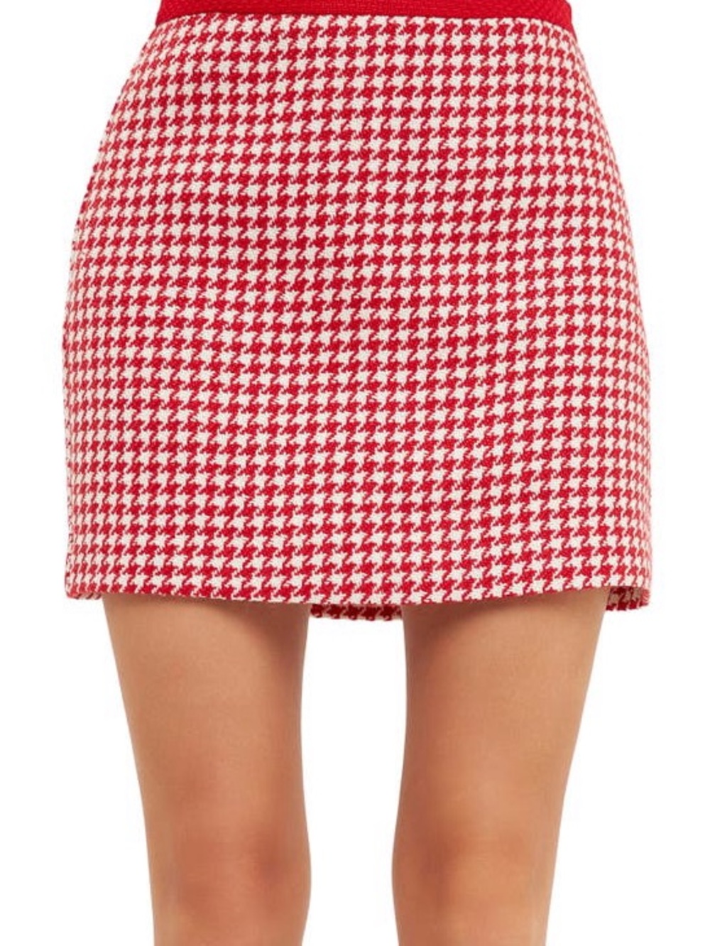 Houndstooth Tweed Miniskirt